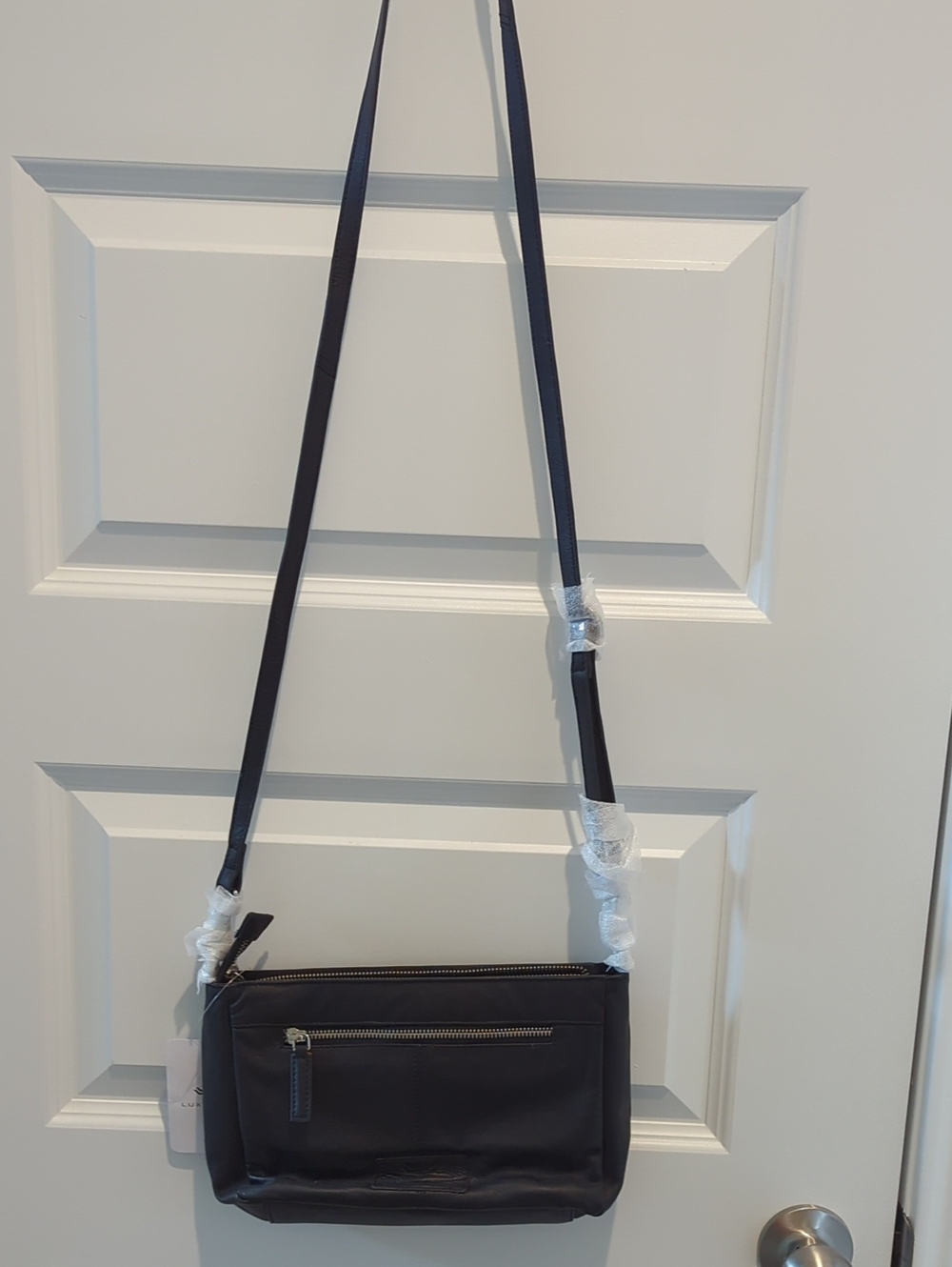 Black Crossbody Bag with Front Zip Pocket